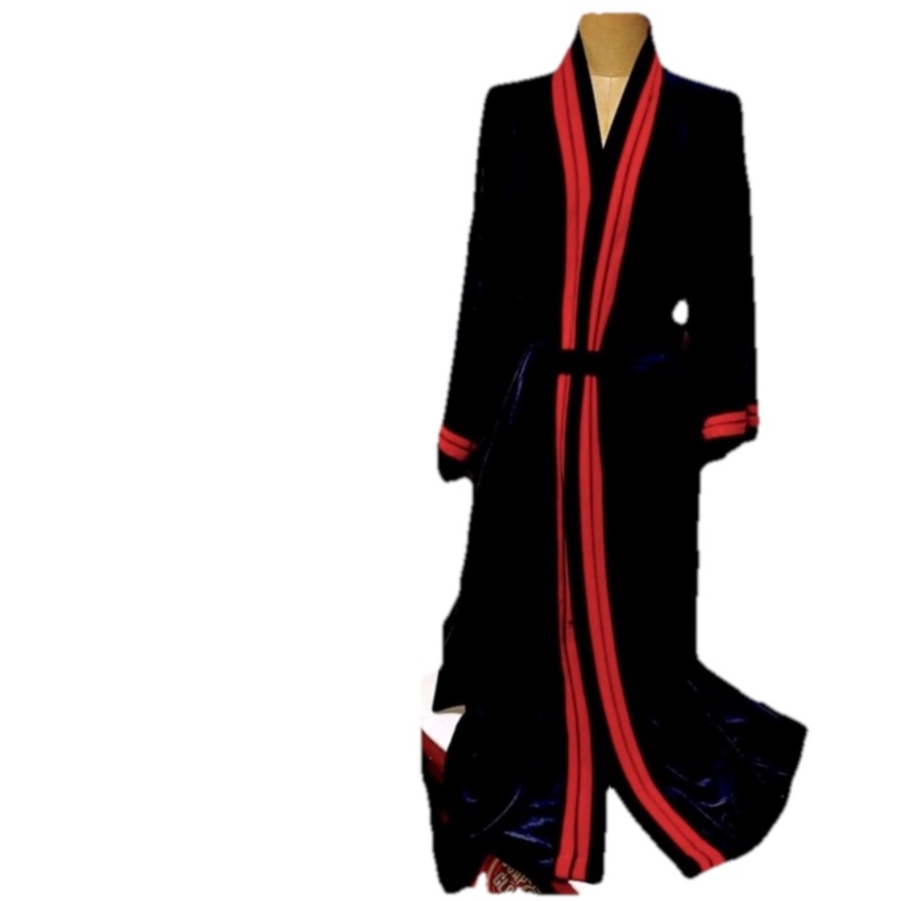 Christian Dior Navy and Red Men's Robe smoking jacket one size